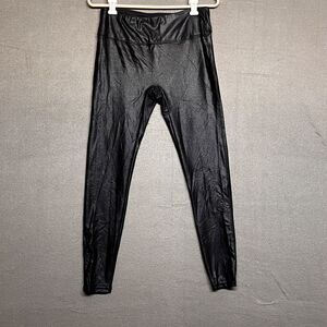 Faux Leather Sanity Women Black Leggings High Waisted Stretch Size L